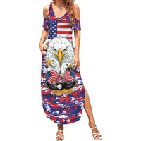 American Eagles Summer Maxi Dress United States Flag Camouflage Style - Wonder Print Shop