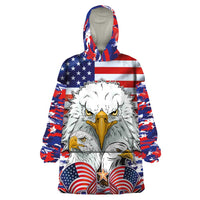 American Eagles Wearable Blanket Hoodie United States Flag Camouflage Style - Wonder Print Shop