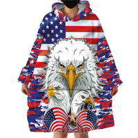 American Eagles Wearable Blanket Hoodie United States Flag Camouflage Style - Wonder Print Shop