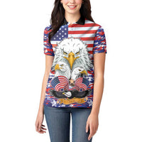 American Eagles Women Polo Shirt United States Flag Camouflage Style - Wonder Print Shop