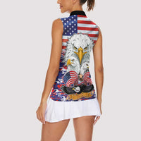 American Eagles Women Sleeveless Polo Shirt United States Flag Camouflage Style - Wonder Print Shop