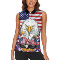 American Eagles Women Sleeveless Polo Shirt United States Flag Camouflage Style - Wonder Print Shop