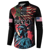 United States Independence Day Button Sweatshirt The 4th of July Statue of Liberty Retro Style - Wonder Print Shop