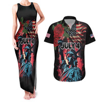 United States Independence Day Couples Matching Tank Maxi Dress and Hawaiian Shirt The 4th of July Statue of Liberty Retro Style - Wonder Print Shop