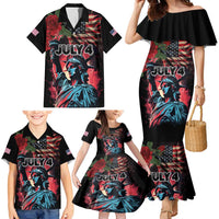 United States Independence Day Family Matching Mermaid Dress and Hawaiian Shirt The 4th of July Statue of Liberty Retro Style - Wonder Print Shop