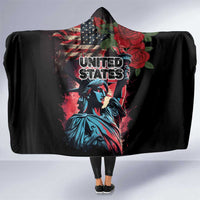 United States Independence Day Hooded Blanket The 4th of July Statue of Liberty Retro Style