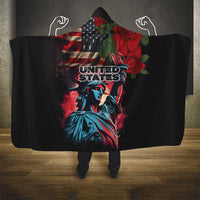 United States Independence Day Hooded Blanket The 4th of July Statue of Liberty Retro Style