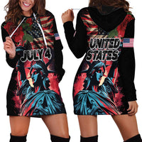 United States Independence Day Hoodie Dress The 4th of July Statue of Liberty Retro Style - Wonder Print Shop