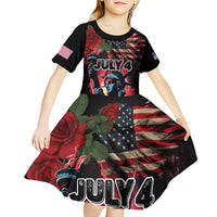 United States Independence Day Kid Short Sleeve Dress The 4th of July Statue of Liberty Retro Style - Wonder Print Shop