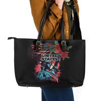 United States Independence Day Leather Tote Bag The 4th of July Statue of Liberty Retro Style - Wonder Print Shop