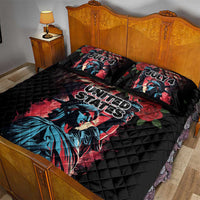 United States Independence Day Quilt Bed Set The 4th of July Statue of Liberty Retro Style - Wonder Print Shop
