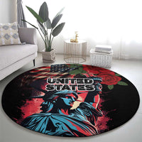 United States Independence Day Round Carpet The 4th of July Statue of Liberty Retro Style