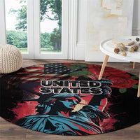United States Independence Day Round Carpet The 4th of July Statue of Liberty Retro Style