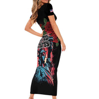 United States Independence Day Short Sleeve Bodycon Dress The 4th of July Statue of Liberty Retro Style - Wonder Print Shop