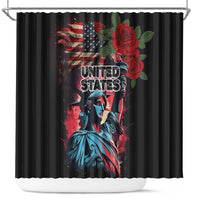 United States Independence Day Shower Curtain The 4th of July Statue of Liberty Retro Style