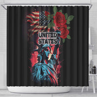 United States Independence Day Shower Curtain The 4th of July Statue of Liberty Retro Style