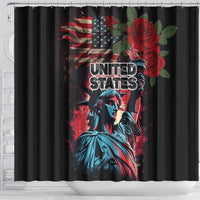 United States Independence Day Shower Curtain The 4th of July Statue of Liberty Retro Style