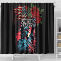 United States Independence Day Shower Curtain The 4th of July Statue of Liberty Retro Style