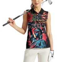 United States Independence Day Women Sleeveless Polo Shirt The 4th of July Statue of Liberty Retro Style - Wonder Print Shop