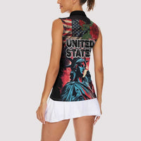 United States Independence Day Women Sleeveless Polo Shirt The 4th of July Statue of Liberty Retro Style - Wonder Print Shop