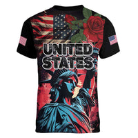 United States Independence Day Women V-Neck T-Shirt The 4th of July Statue of Liberty Retro Style - Wonder Print Shop