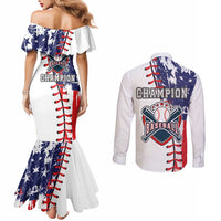 American Baseball Couples Matching Mermaid Dress and Long Sleeve Button Shirt Go Champion 2024