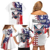 American Baseball Family Matching Off Shoulder Short Dress and Hawaiian Shirt Go Champion 2024 - Wonder Print Shop