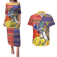 Philippines Kadayawan Couples Matching Puletasi and Hawaiian Shirt Filipino Eagle Durian with Polynesian and Igorots Pattern - Wonder Print Shop