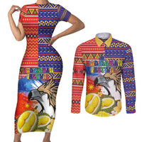 Philippines Kadayawan Couples Matching Short Sleeve Bodycon Dress and Long Sleeve Button Shirt Filipino Eagle Durian with Polynesian and Igorots Pattern - Wonder Print Shop