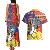 Philippines Kadayawan Couples Matching Tank Maxi Dress and Hawaiian Shirt Filipino Eagle Durian with Polynesian and Igorots Pattern - Wonder Print Shop