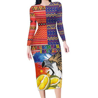 Philippines Kadayawan Family Matching Long Sleeve Bodycon Dress and Hawaiian Shirt Filipino Eagle Durian with Polynesian and Igorots Pattern - Wonder Print Shop