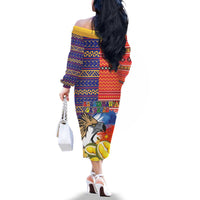 Philippines Kadayawan Family Matching Off The Shoulder Long Sleeve Dress and Hawaiian Shirt Filipino Eagle Durian with Polynesian and Igorots Pattern - Wonder Print Shop