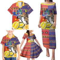 Philippines Kadayawan Family Matching Puletasi and Hawaiian Shirt Filipino Eagle Durian with Polynesian and Igorots Pattern - Wonder Print Shop