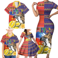 Philippines Kadayawan Family Matching Short Sleeve Bodycon Dress and Hawaiian Shirt Filipino Eagle Durian with Polynesian and Igorots Pattern - Wonder Print Shop