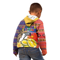 Philippines Kadayawan Kid Hoodie Filipino Eagle Durian with Polynesian and Igorots Pattern - Wonder Print Shop