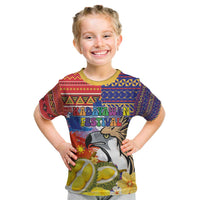 Philippines Kadayawan Kid T Shirt Filipino Eagle Durian with Polynesian and Igorots Pattern - Wonder Print Shop