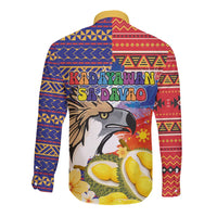Philippines Kadayawan Long Sleeve Button Shirt Filipino Eagle Durian with Polynesian and Igorots Pattern - Wonder Print Shop