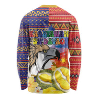 Philippines Kadayawan Long Sleeve Shirt Filipino Eagle Durian with Polynesian and Igorots Pattern - Wonder Print Shop