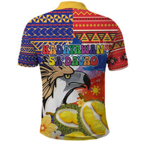 Philippines Kadayawan Polo Shirt Filipino Eagle Durian with Polynesian and Igorots Pattern - Wonder Print Shop