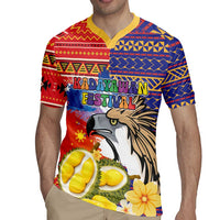 Philippines Kadayawan Rugby Jersey Filipino Eagle Durian with Polynesian and Igorots Pattern - Wonder Print Shop