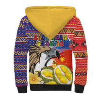 Philippines Kadayawan Sherpa Hoodie Filipino Eagle Durian with Polynesian and Igorots Pattern - Wonder Print Shop