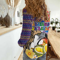 Philippines Kadayawan Women Casual Shirt Filipino Eagle Durian with Polynesian and Igorots Pattern - Wonder Print Shop