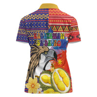 Philippines Kadayawan Women Polo Shirt Filipino Eagle Durian with Polynesian and Igorots Pattern - Wonder Print Shop