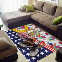 Hawaii and United States Together Area Rug Seal of Hawaii and Bald Eagle - Wonder Print Shop