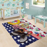 Hawaii and United States Together Area Rug Seal of Hawaii and Bald Eagle - Wonder Print Shop