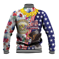 Hawaii and United States Together Baseball Jacket Seal of Hawaii and Bald Eagle - Wonder Print Shop