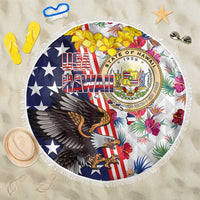 Hawaii and United States Together Beach Blanket Seal of Hawaii and Bald Eagle - Wonder Print Shop
