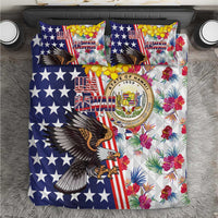 Hawaii and United States Together Bedding Set Seal of Hawaii and Bald Eagle - Wonder Print Shop
