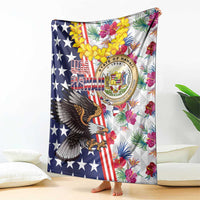 Hawaii and United States Together Blanket Seal of Hawaii and Bald Eagle - Wonder Print Shop
