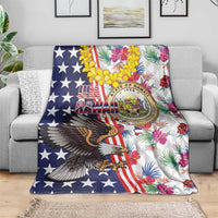 Hawaii and United States Together Blanket Seal of Hawaii and Bald Eagle - Wonder Print Shop